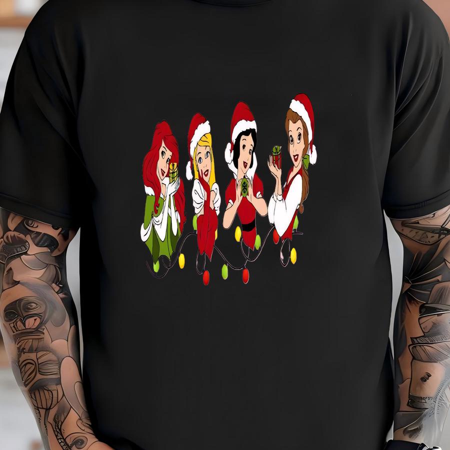 Christmas Princess Cartoon Crop Top, Cozy Holiday Baby Tee T-shirt