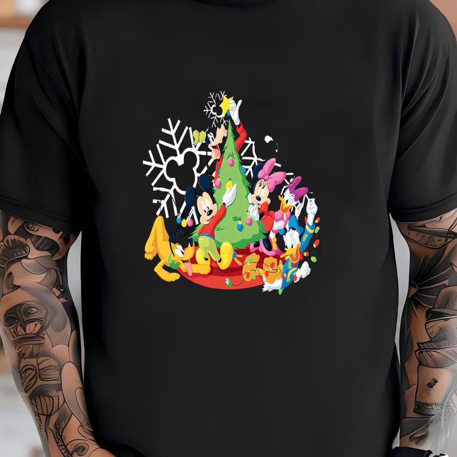 Holiday Cartoon Christmas Shirt, Festive Character Tree Tee T-shirt