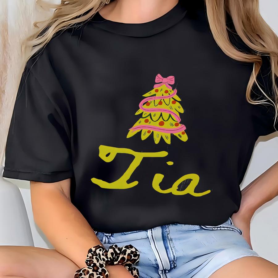 Tia Shirt, Christmas Aunt Shirt, Sister Tshirt, New Auntie Tee, Santa Xmas Gifts T-shirt