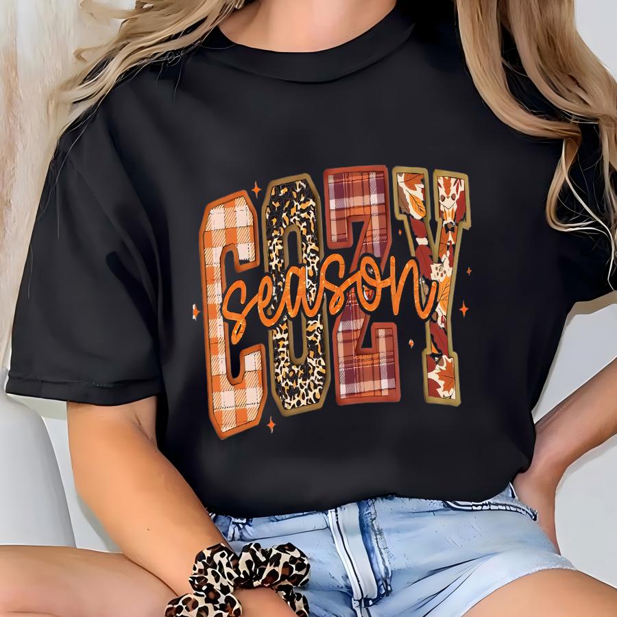 Cozy Season Shirt, , Retro Fall Shirt, Get Cozy Shirt, Womens Fall Shirt, Fall Graphic Shirt, Autumn Season Shirt, 163844 T-shirt