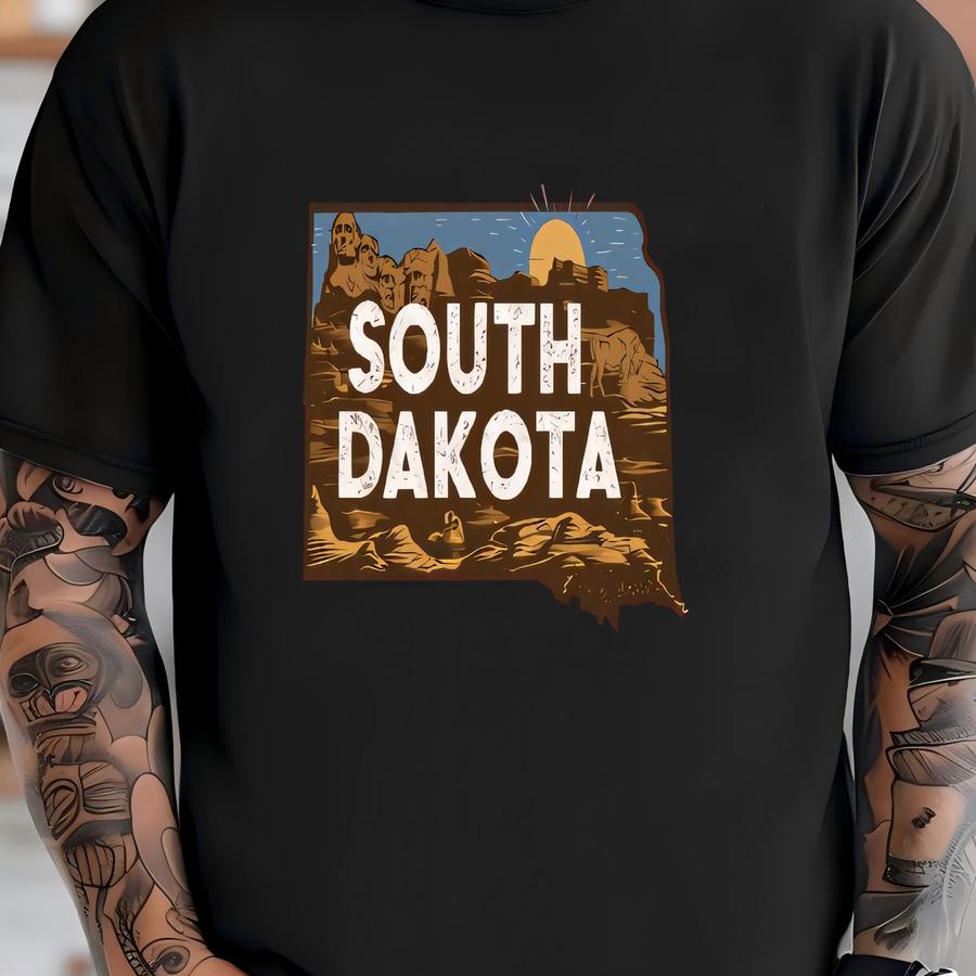 South Dakota State Map Shirt, South Dakota Trip Shirt, Mount Rushmore Shirt, Badlands National Park Shirt, Midwest Tee, Vacation Hoodie T-shirt