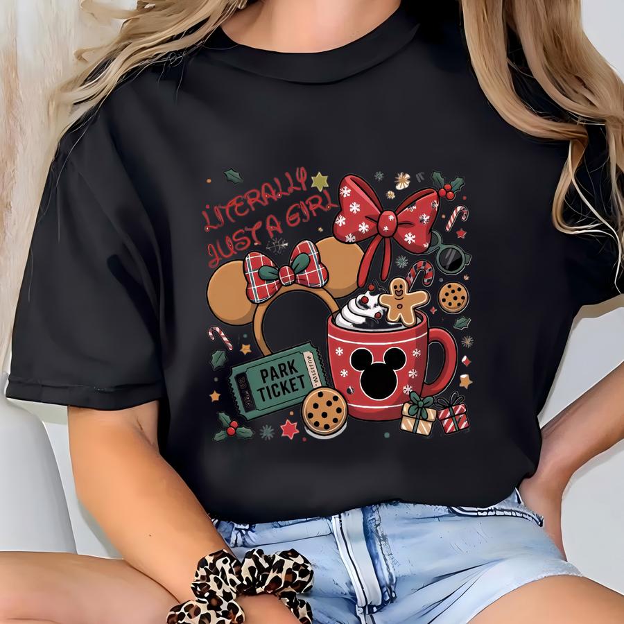 Winter Mouse Cocoa Sweatshirt: Gingerbread Cookie, Red Bow, Festive Cup T-shirt