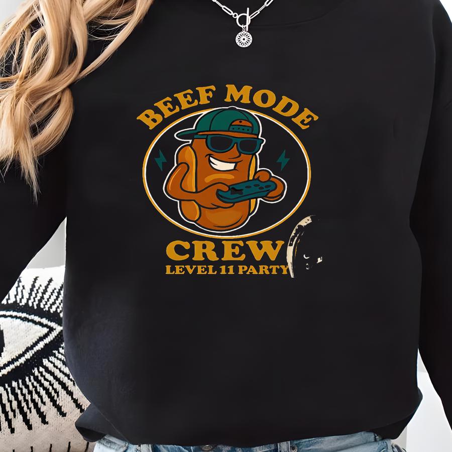 Beef Mode Gamer T-shirt: Funny Unisex Tee, Video Game Gift Sweatshirt