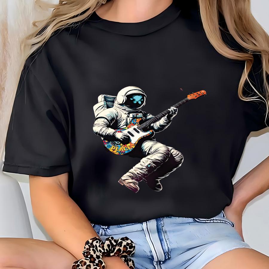 Guitar Lover Shirt, Guitar Player Astronaut Shirt, Spaceman Shirt, Music Lover Shirt, Outer Space Tee, Guitar Player Gifts, Astronaut Guitar T-shirt