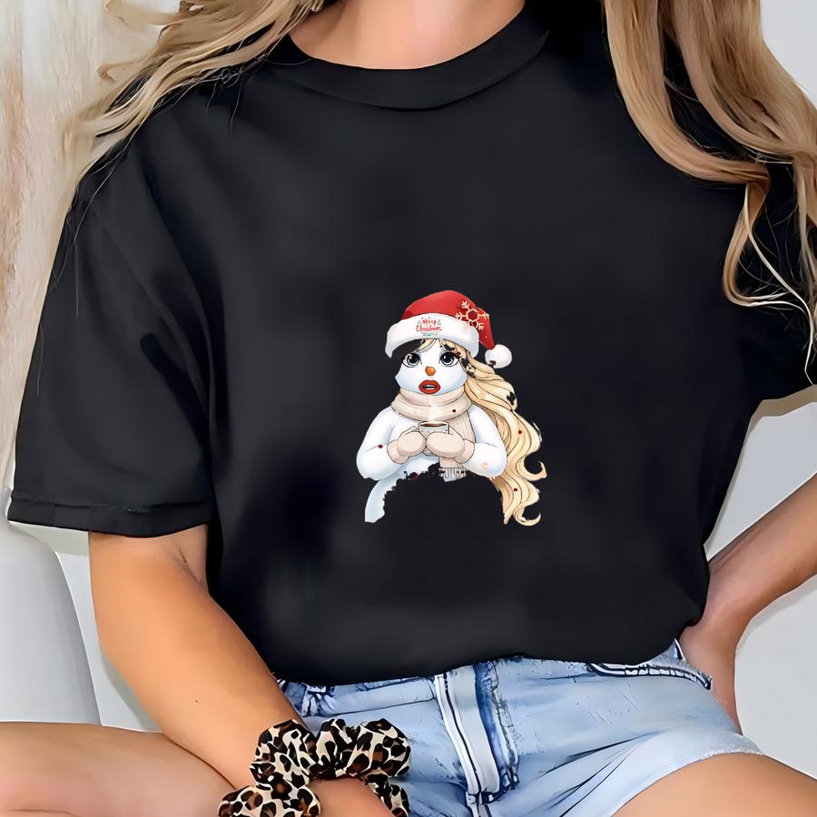 Funny Snowomen Christmas Sweatshirt, Merry Christmas Shirts For Women, Cute Snowwoman Shirt Christmas Coffe Girls Trip Sweater Snowman Shirt T-shirt