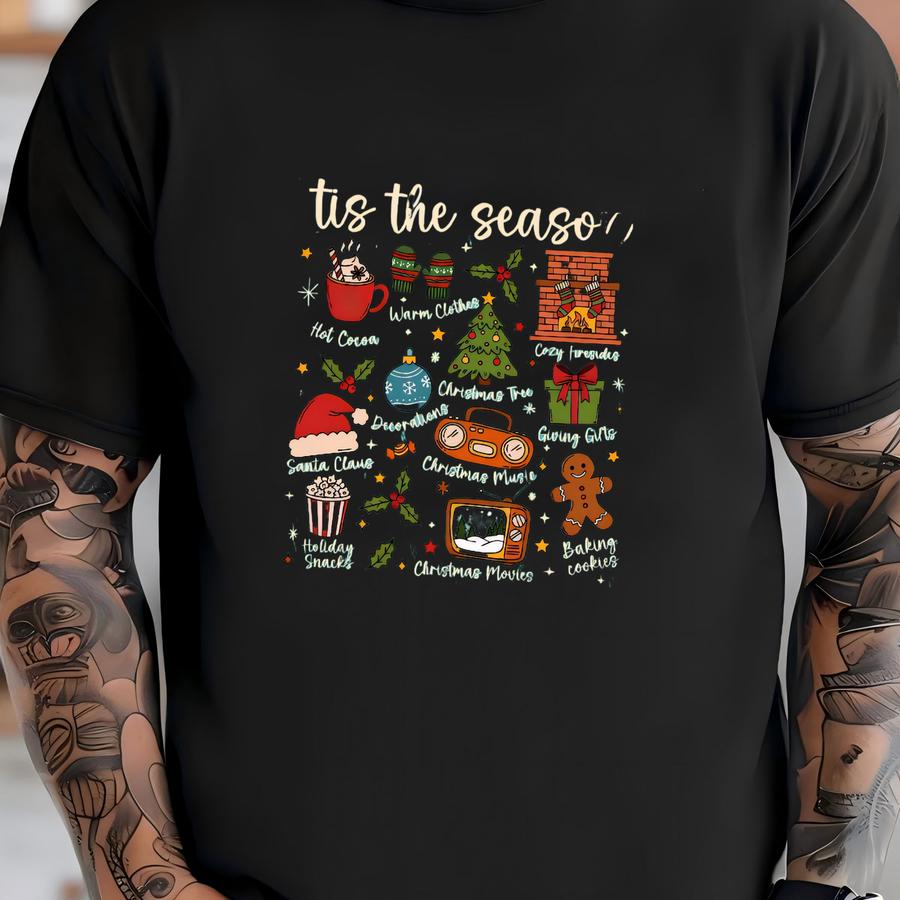 ® Vintage Christmas Tis The Season Shirt,merry Christmas Shirt, Womens Xmas Shirt, Christmas Season Shirt, Cute Xmas Shirt T-shirt