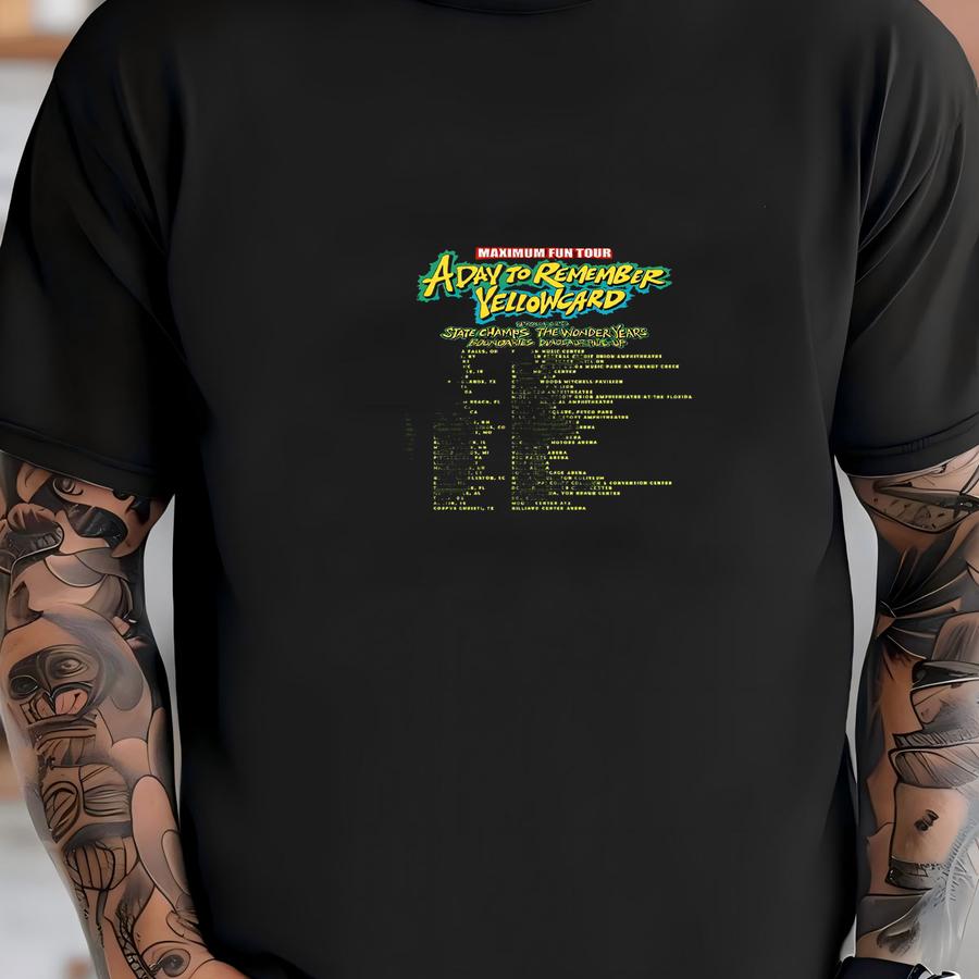 A Day To Remember X Yellowcard Tour 2025 T‑shirt – Black Unisex Concert Dates Tee T-shirt