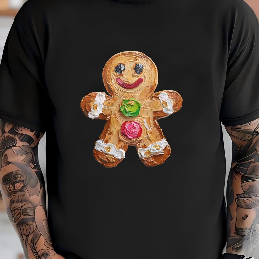 Christmas Gingerbread Man Hoodie Or Sweatshirt: Festive, Painted Style, Classic T-shirt