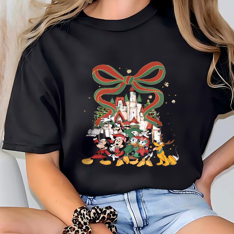 Coquette Bow Christmas Sweatshirt, And Friends Christmas Shirt, Holiday Season Shirt, Christmas Trip Shirt T-shirt
