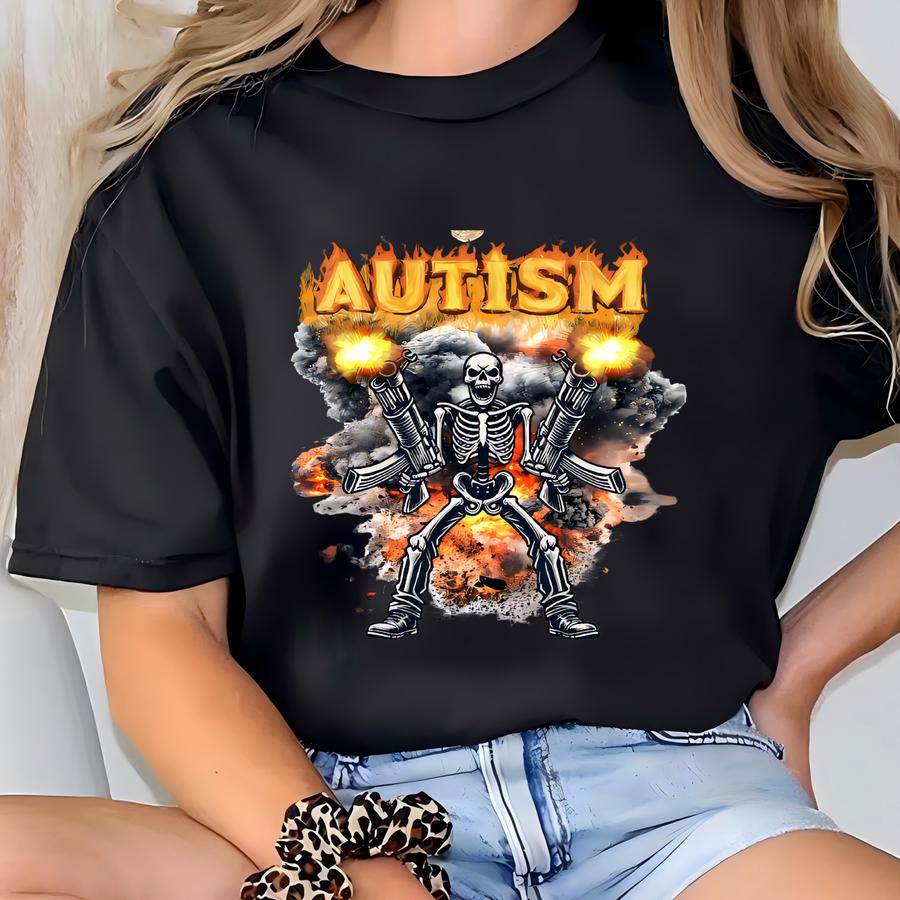 ® Autism Skeleton Shirt, Funny Meme Tee T-shirt