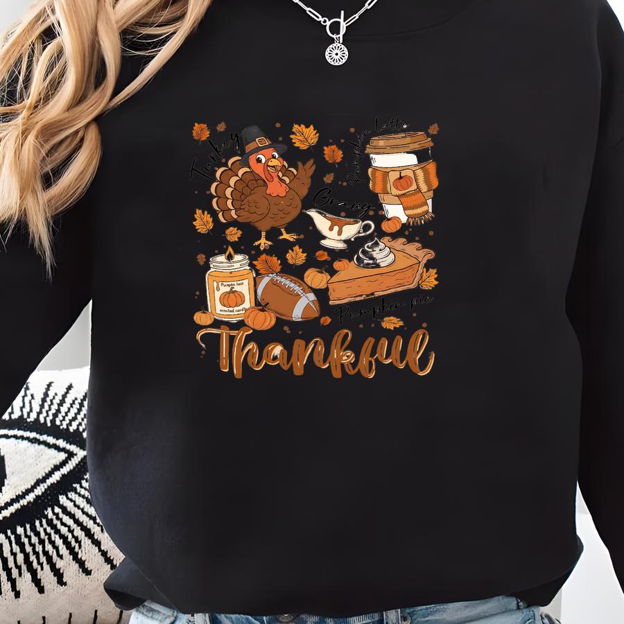 Vintage Thanksgiving Sweatshirt, Thankful Tshirt, Retro Thanksgiving Aesthetic, Women's Thanksgiving Shirt, Fall Graphic Tee Sweatshirt