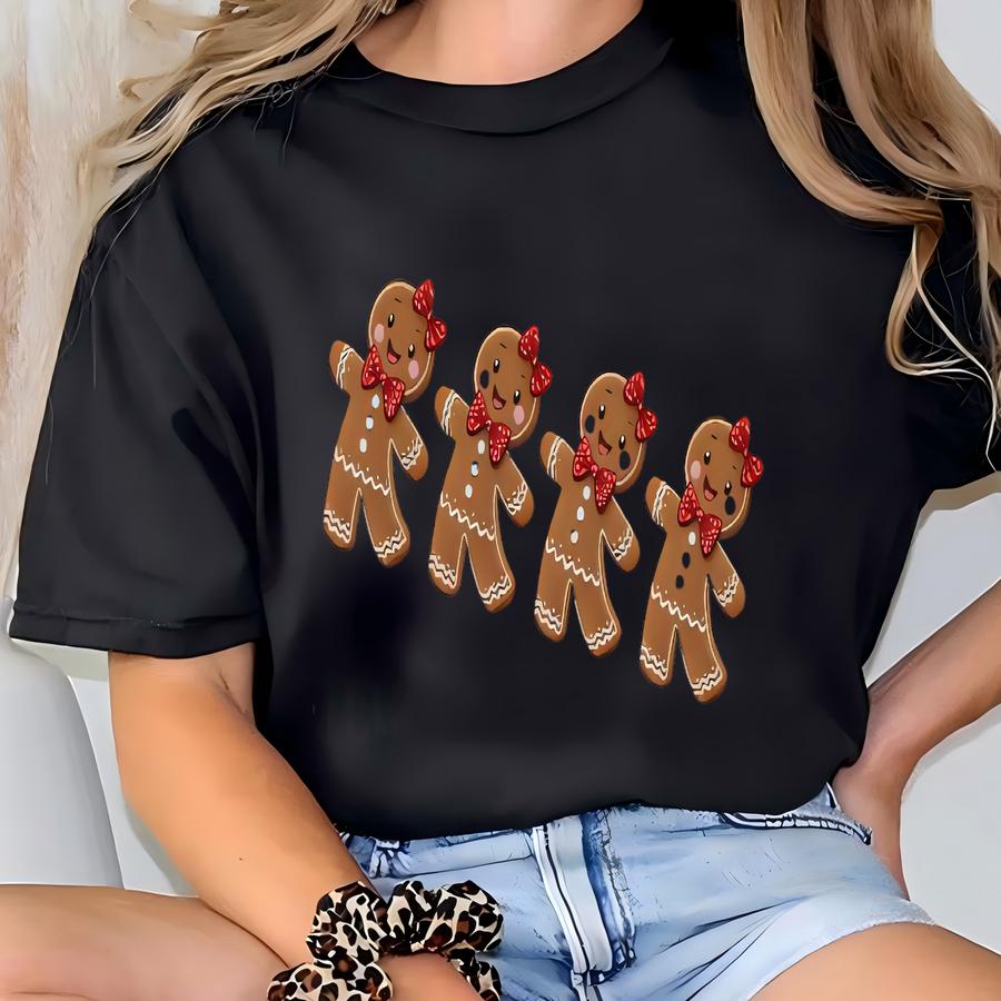 Cute Gingerbread Christmas Sweatshirt, Funny Gingerbread Bow Crewneck, Cute Xmas Baby Gift, Awesome Gingerbread Designs T-shirt