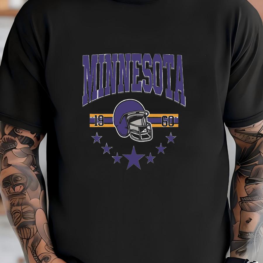 Vintage Style Minnesota 1960 Football Sweatshirt, Purple And Gold Shirt, Minnesota Football Shirt, Sunday Football Gift, Mascot Game Day Tee T-shirt