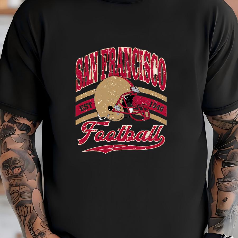 San Francisco Football Sweatshirt, Vintage Style San Francisco Football Hoodie, Football Crewneck, Sunday Football Gift, Mascot Game Day Tee T-shirt