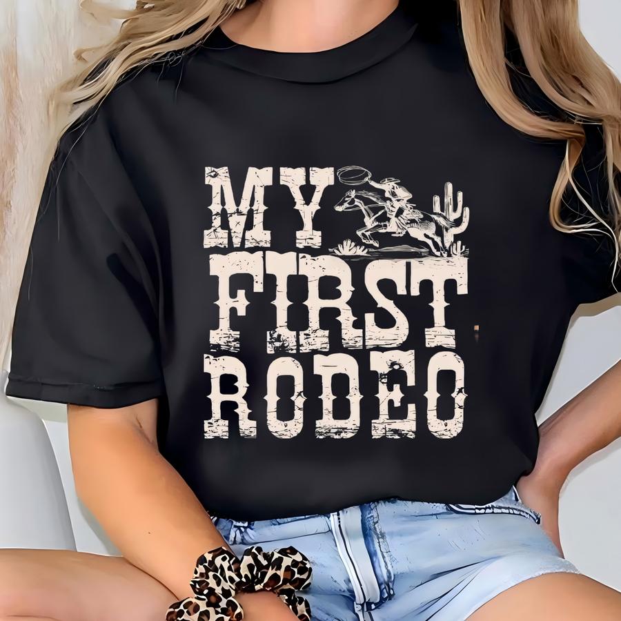 Custom My First Rodeo Shirt, Custom Kids Western Birthday Shirt, Custom Name And Age, Western Boy Girl Birthday Tee, Cowboy Birthday Toddler T-shirt