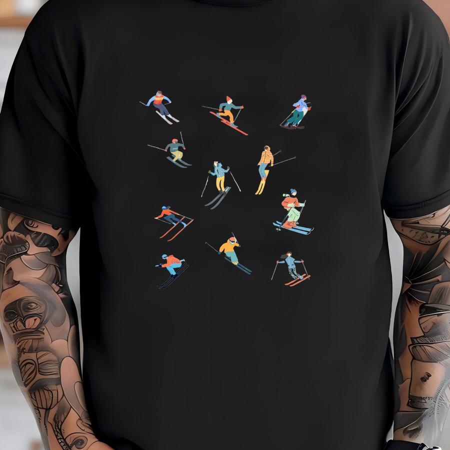 Ski Hoodie, Gifts For Skiers, Skiing Crewneck,ski Pullover,women's Ski Sweater Back Print Hoodie T-shirt