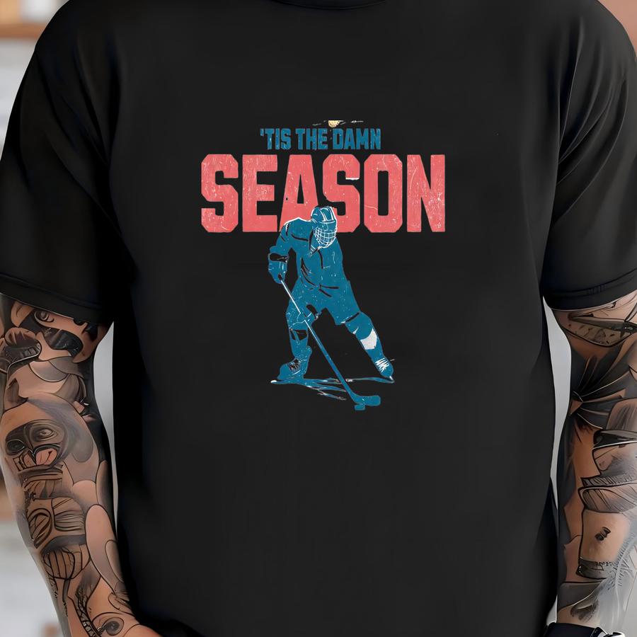 Tis The Damn Season Sweatshirt,ice Hockey Sweatshirt, Hockey Sweater, Hockey Mom Crewneck, Gift For Hockey Player T-shirt