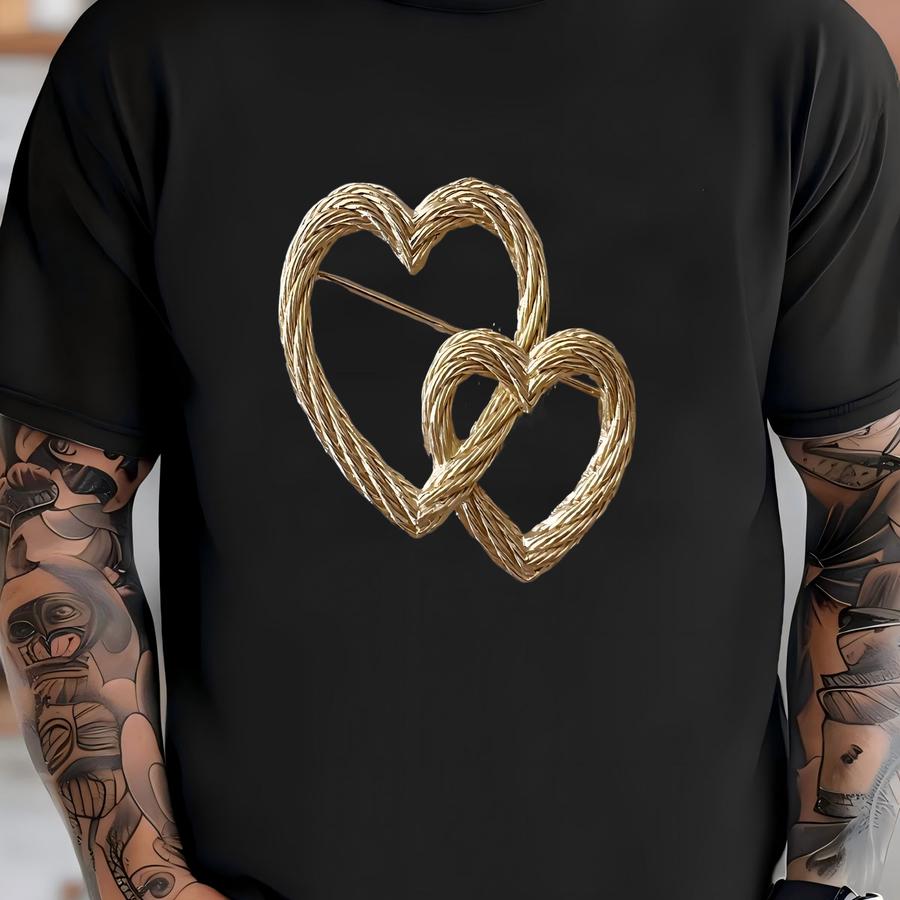 Vintage Brooch | Christian Dior Hearts Rope Pin Brooch Jewelry Gold 80's 90’s T-shirt