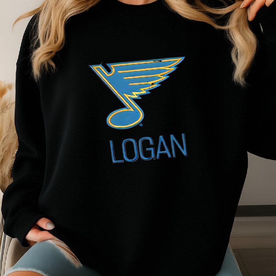 Personalized St. Louis Blues Baby Gift Basket | Let's Go Blues Newborn Gift Set | Custom Baby Shower Gift | Large Wicker Basket Sweatshirt