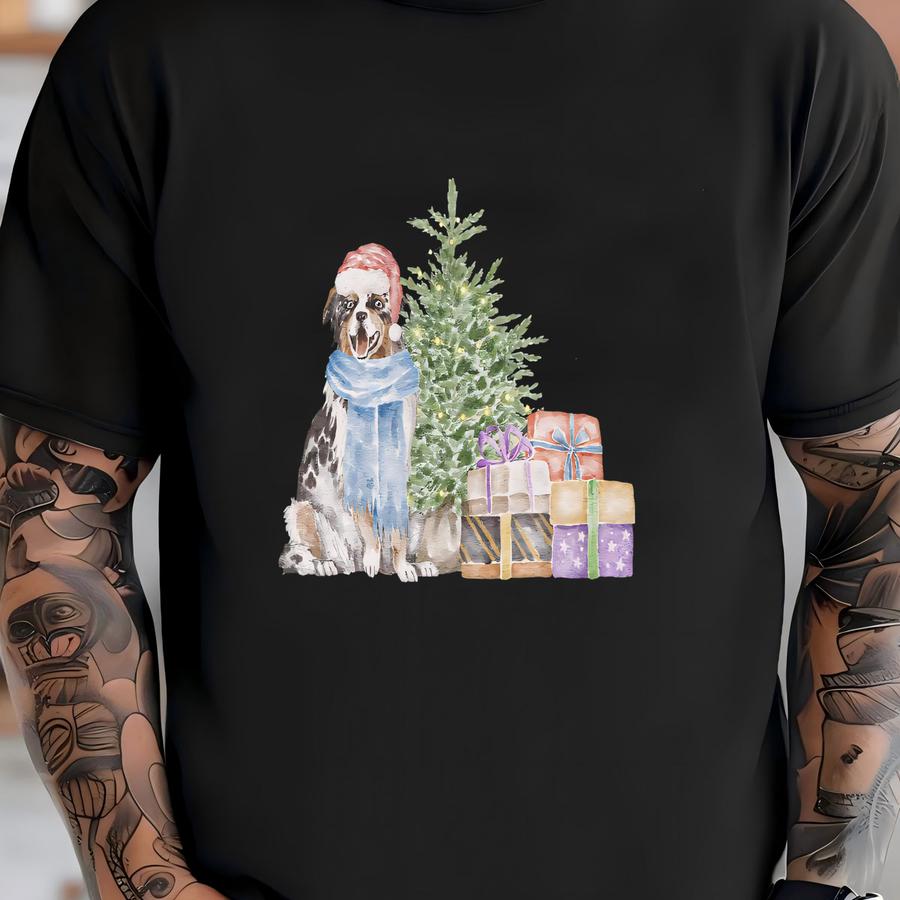 Australian Shepherd Christmas Sweatshirt, Farm Dog Xmas Shirt, Holiday Dog Lover Hoodie, Cute Aussie Dog Christmas Gift, Aussie Christmas T-shirt