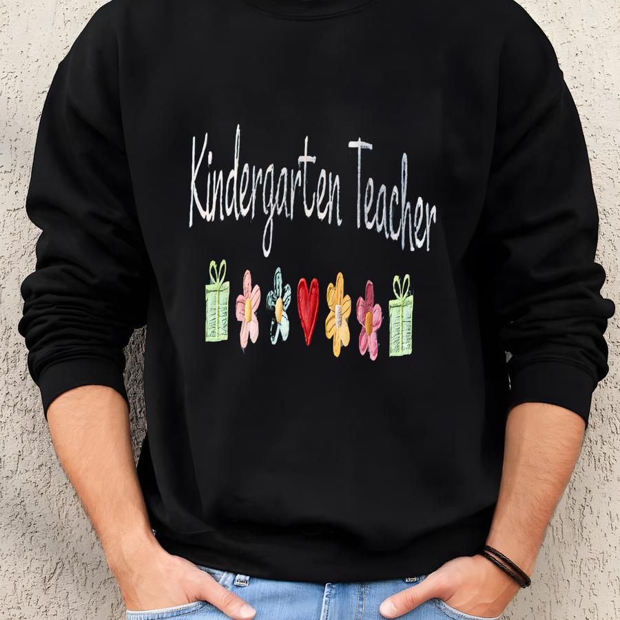 Floral Kindergarten Teacher Sweatshirt, Teacher Team Crewneck, New Teacher Hoodie, Gift For Teachers, Teacher Appreciation Sweatshirt