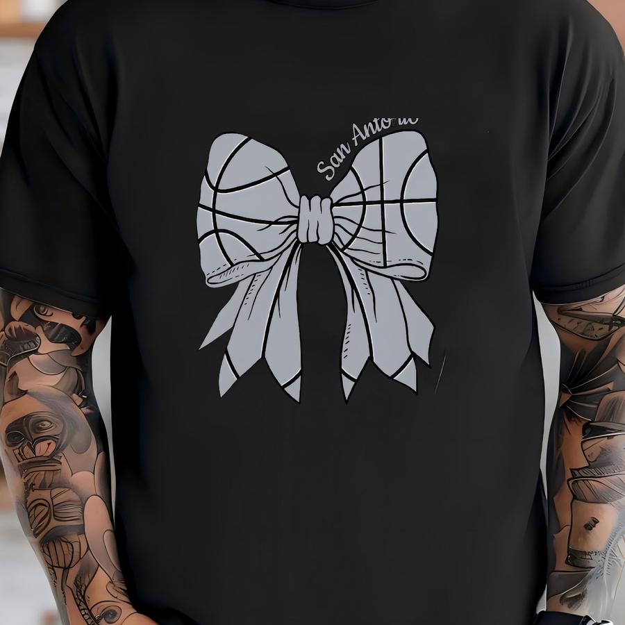 San Antonio Basketball Unisex Apparel, Mens Womens Hoodies/crewneck Sweatshirts/hoodies, Gift Sports Fan, Game Day Outfit, Coquette Bow T-shirt