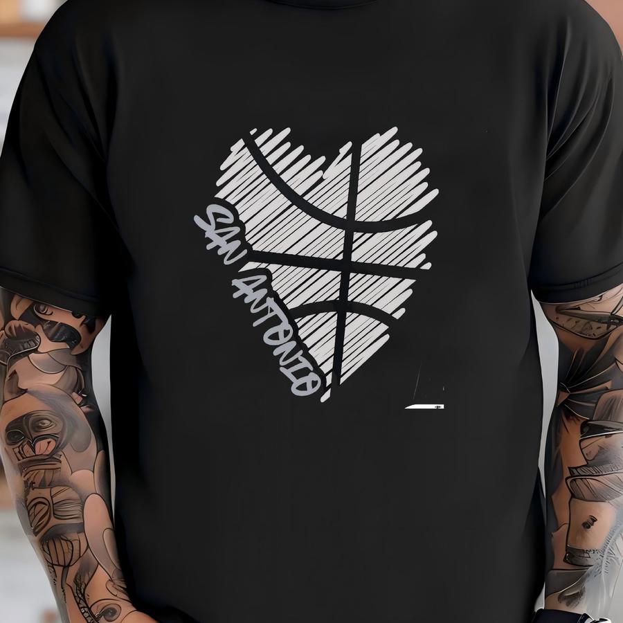 San Antonio Basketball Unisex Apparel, Mens Womens Hoodies/crewneck Sweatshirts/hoodies, Gift Sports Fan, Game Day Outfit, Sketch Heart T-shirt