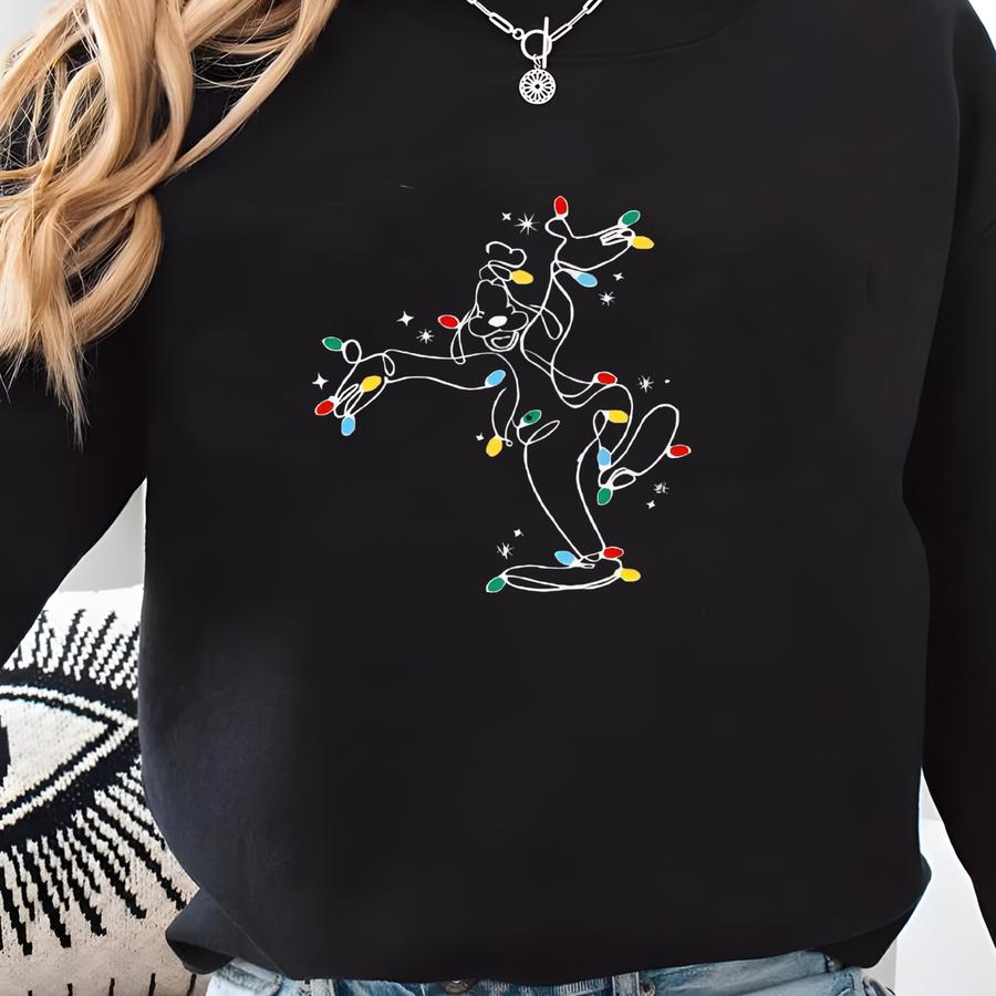 ® Christmas Shirt- Pluto Holiday Lights Sweatshirt-family Character Crewneck- World Trip Hoodie Gift Sweatshirt
