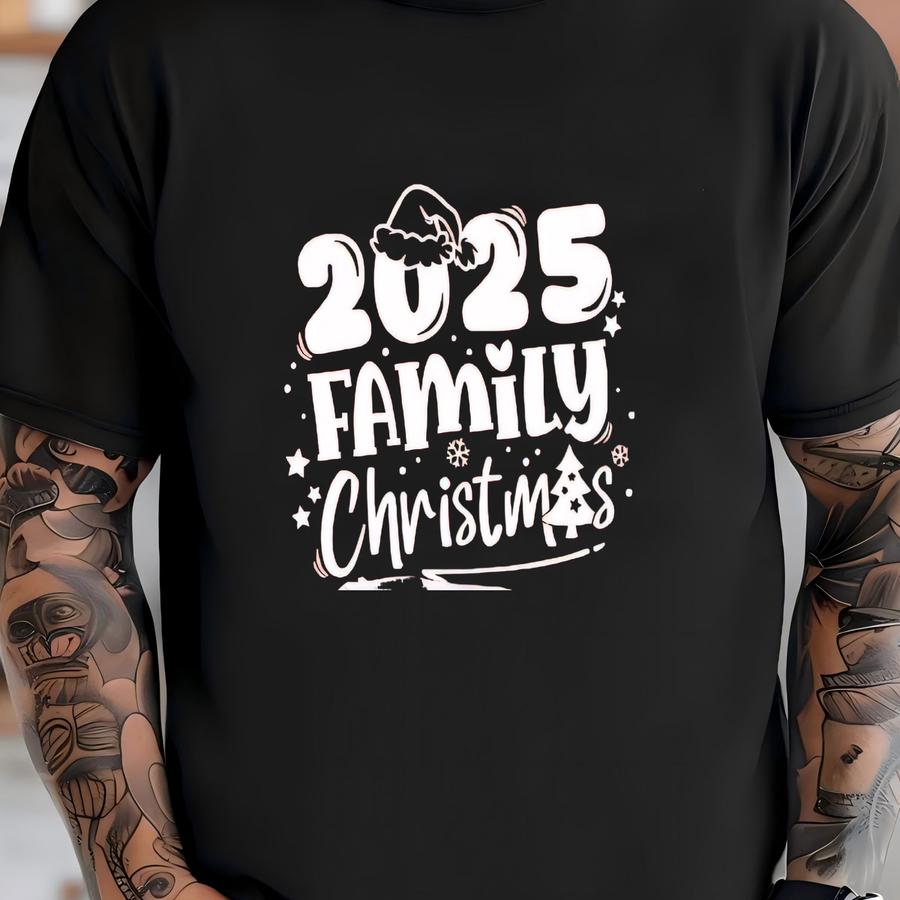 2025 Family Christmas Shirt: Santa Hat Tee, Xmas Group Gift T-shirt