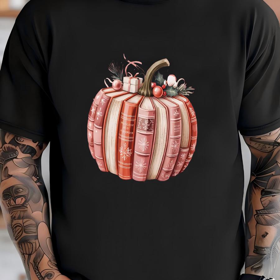 ® Christmas Book Pumpkin Hoodie, Retro Winter Christmas Shirt, Christmas Book Shirt, Christmas Teacher Shirt, Book Lover Tee T-shirt
