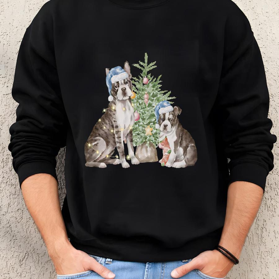 Boston Terrier Christmas Sweatshirt, Cute Dog Lover Xmas Shirt, Holiday Puppy Hoodie, Funny Boston Terrier Christmas Gift, Boston Christmas Sweatshirt