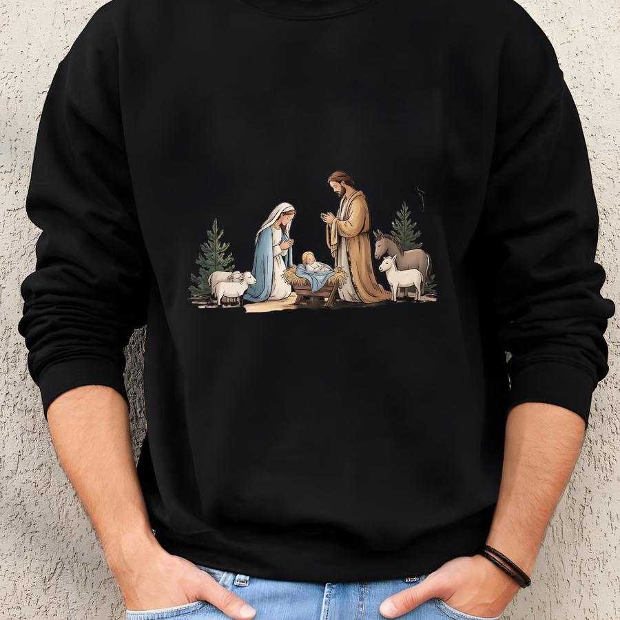Greatest Gift Of All Sweatshirt, Christian Christmas Sweatshirt, Nativity Scene Sweater, Christmas Faith Jesus Nativity Hoodie, Bible Verse Sweatshirt