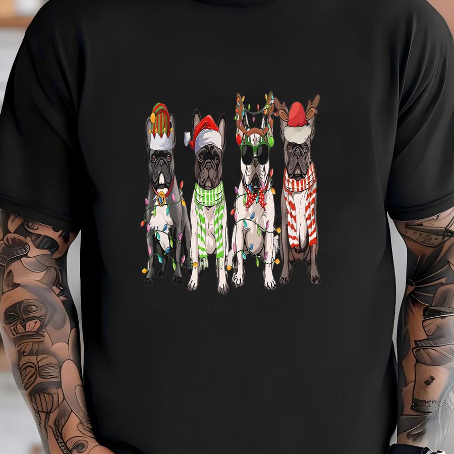 French Bulldog Christmas Sweatshirt, Santa Frenchie Crewneck, Christmas Bulldog Lover, Bulldog Christmas Shirt, Bulldog Mom Dad Gift T-shirt