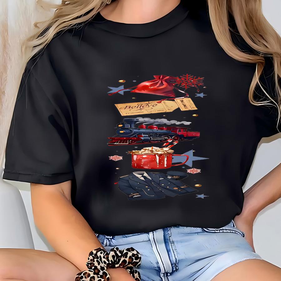 Retro Polar Express 2 Sides Shirt Christmas Gift, Believe Funny Xmas Outfit, Vintage Christmas Family Vacation Tee T-shirt Retro Polar Express 2 Sides Shirt Christmas Gift, Believe Funny Xmas Outfit, Vintage Christmas Family Vacation Tee T-shirt