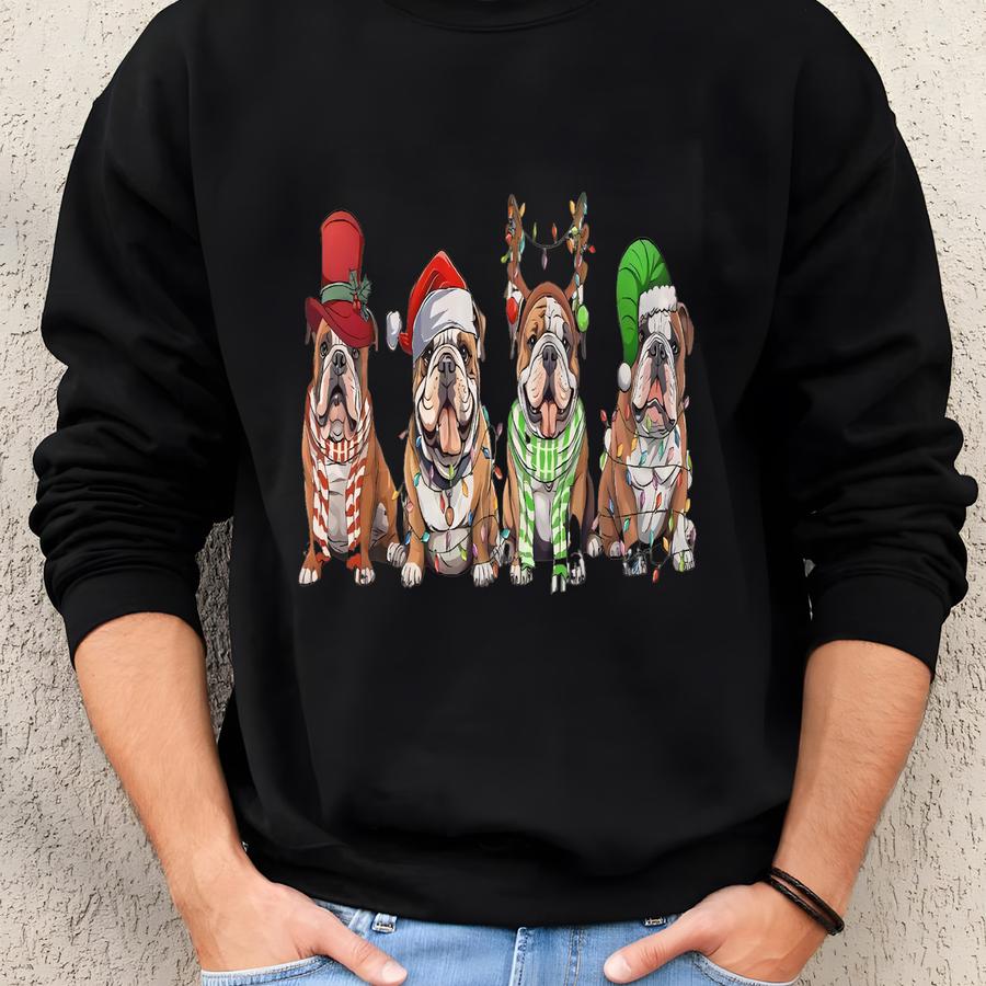 Bulldog Christmas Sweatshirt, Funny Dog Lover Xmas Shirt, Holiday Bulldog Hoodie, Cute Pet Lover Christmas Gift, Bulldog Christmas Tee Sweatshirt