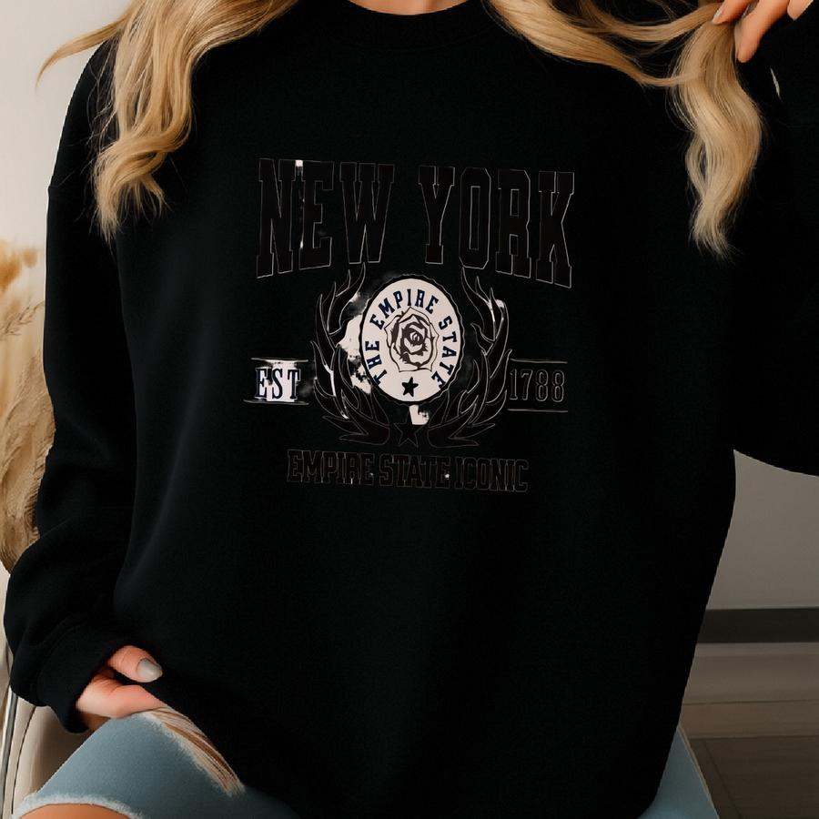 New York Empire State Cotton Canvas Tee: Eco-friendly Travel Sweatshirt