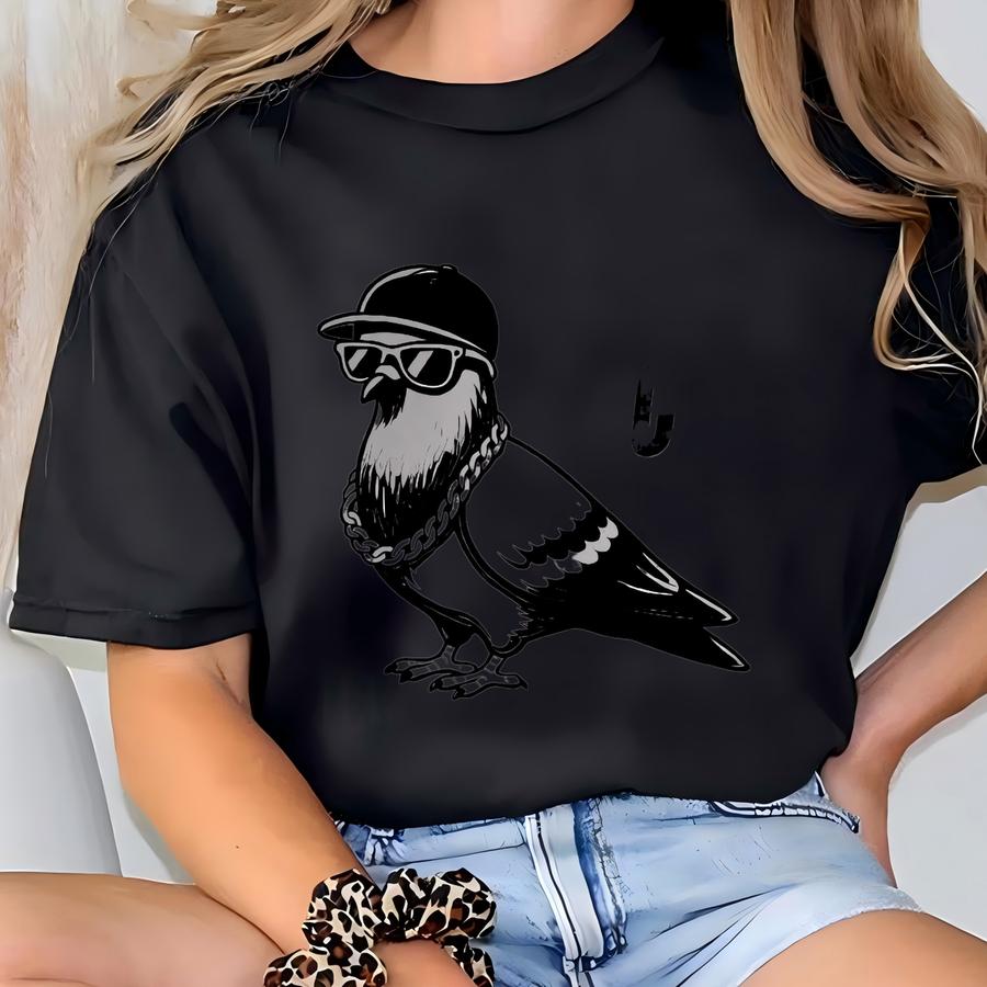 Too Coo Pigeon Retro Graphic Tee, Vintage Tshirt For Pigeon Lovers, Funny Pigeon Tee, Oversized Washed Tee, Silly Pigeon Gift T-shirt