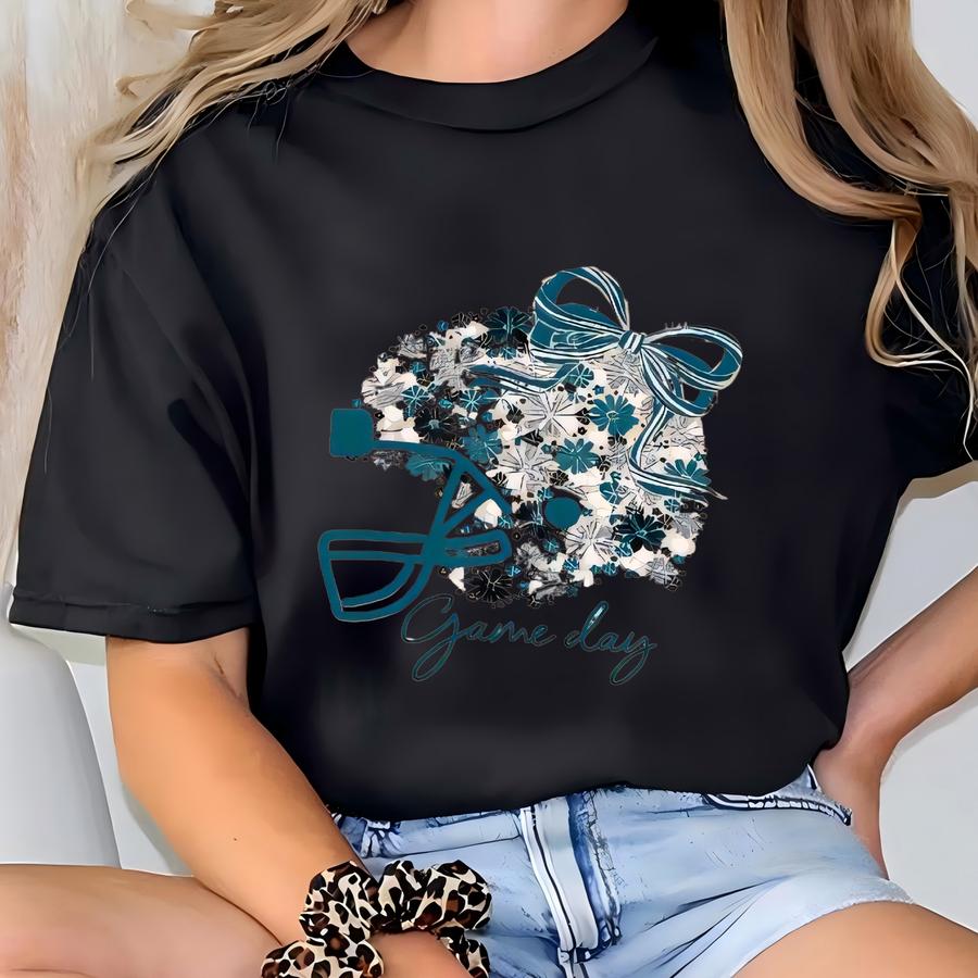 Philadelphia Game Day Shirt | Teal Floral Football Tee | Cute Fall Sports Top T-shirt