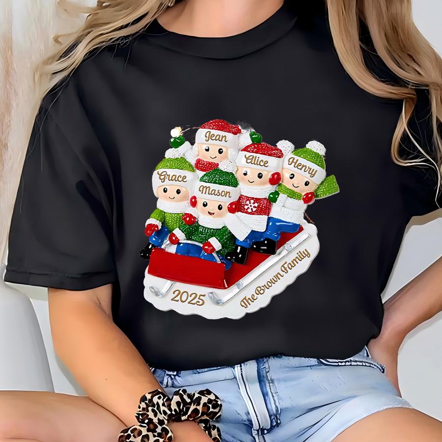 Personalized Family 2d Flat Skating Christmas Ornament, Custom Name Family Christmas, Xmas Tree Decor, Xmas Festivities, Family Holiday Gift T-shirt