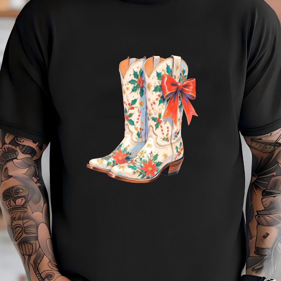 Howdy Christmas Shirt, Cowgirl Boots Holiday Tee, Coquette Western Sweatshirt, ® Christmas Cowgirl Shirt T-shirt