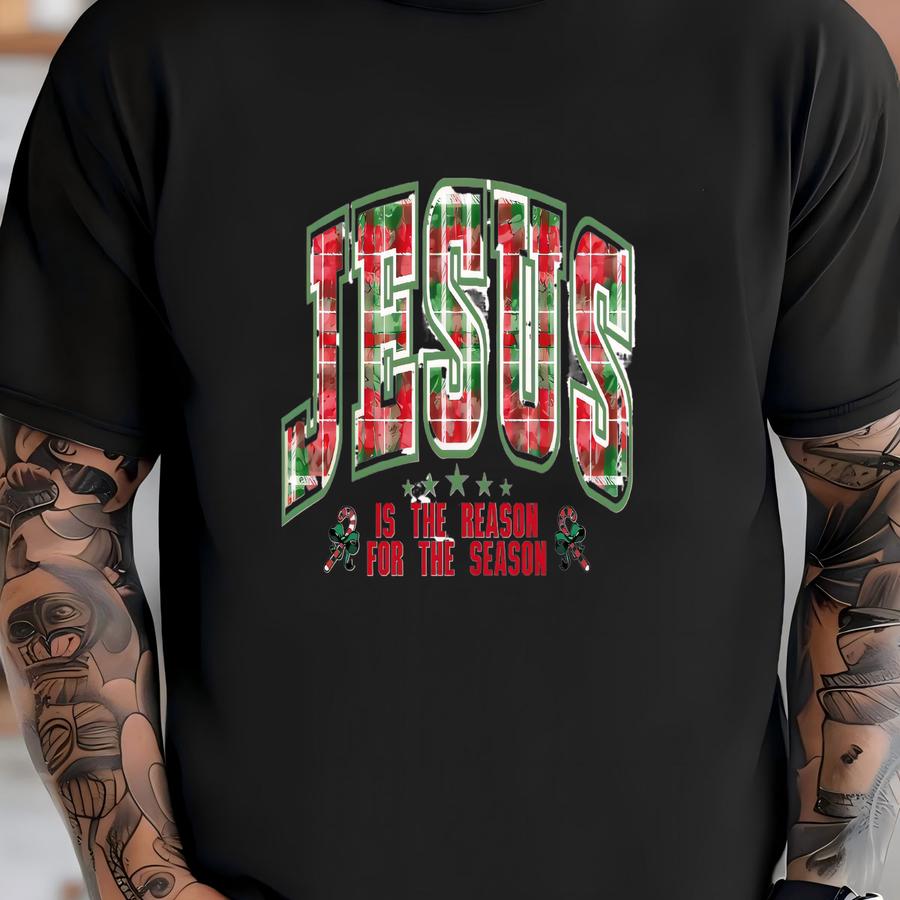 Jesus Is The Reason Shirt, ® Christian Christmas Tee, Retro Jesus Shirt, Faith Holiday Shirt, Religious Christmas Hoodie T-shirt