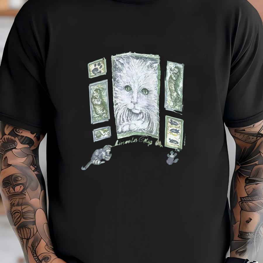 Vintage 90's Cat Portrait Graphic Tee Size Large T-shirt