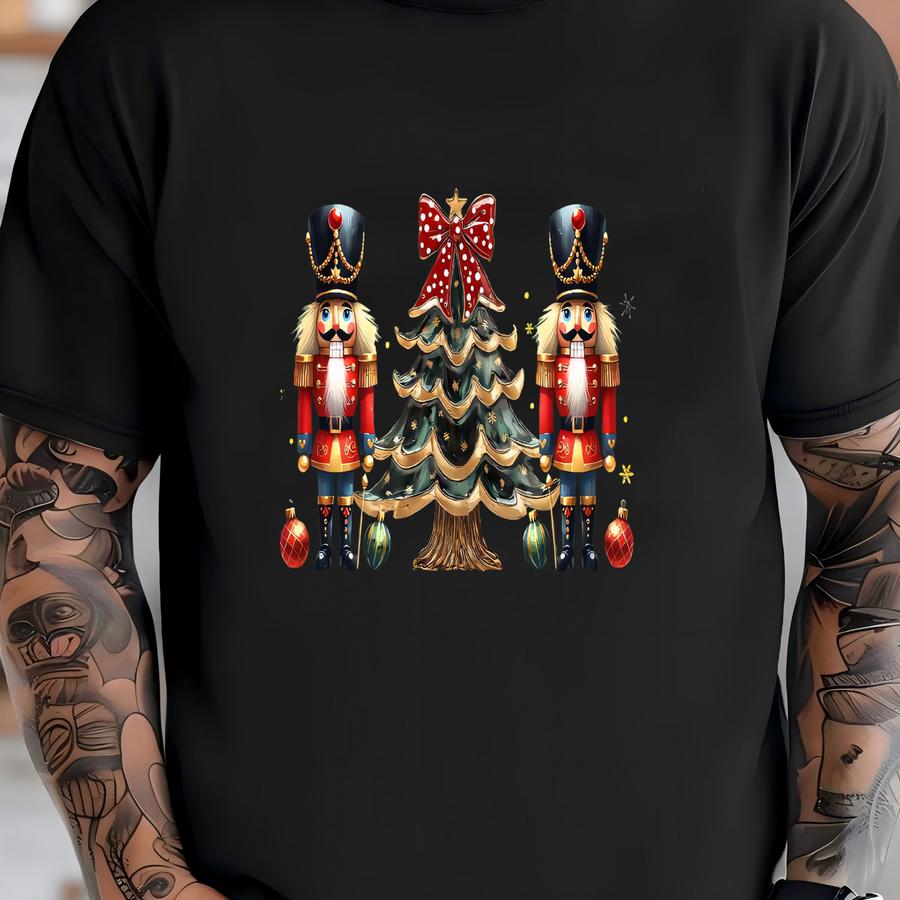 Glitter Nutcracker Tree ® Tshirt,retro Pink Nutcracker Christmas Shirt,christmas Party Tee,matching Christmas Shirt Sweatshirt T-shirt