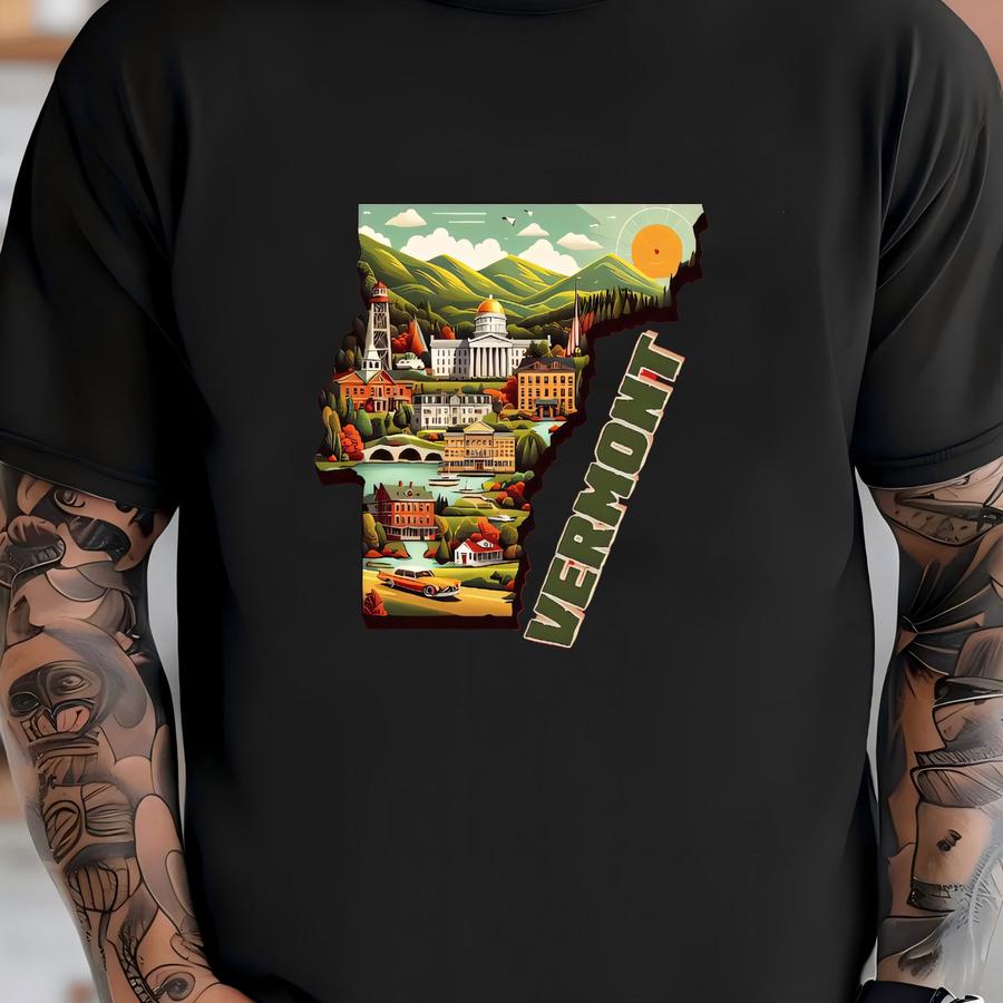 Vermont State Sweatshirt, Vermont Shirt, Vermont Mountain Hoodie, Vermont State Map Hoodie, Vermont Souvenir, Vermont Trip Gift T-shirt