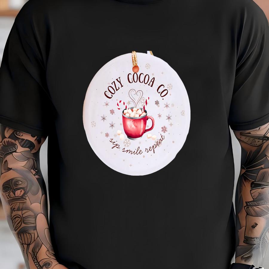 Hot Cocoa Christmas Ornament Hot Chocolate Christmas Tree Ornaments Farmhouse Christmas Gifts Ceramic Christmas Ornament Holiday Decor T-shirt