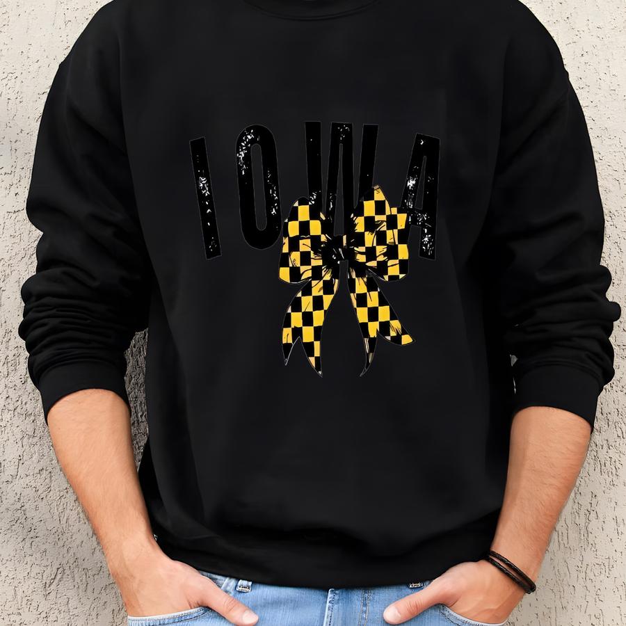 Checkered Iowa Bow Graphic Sweatshirt