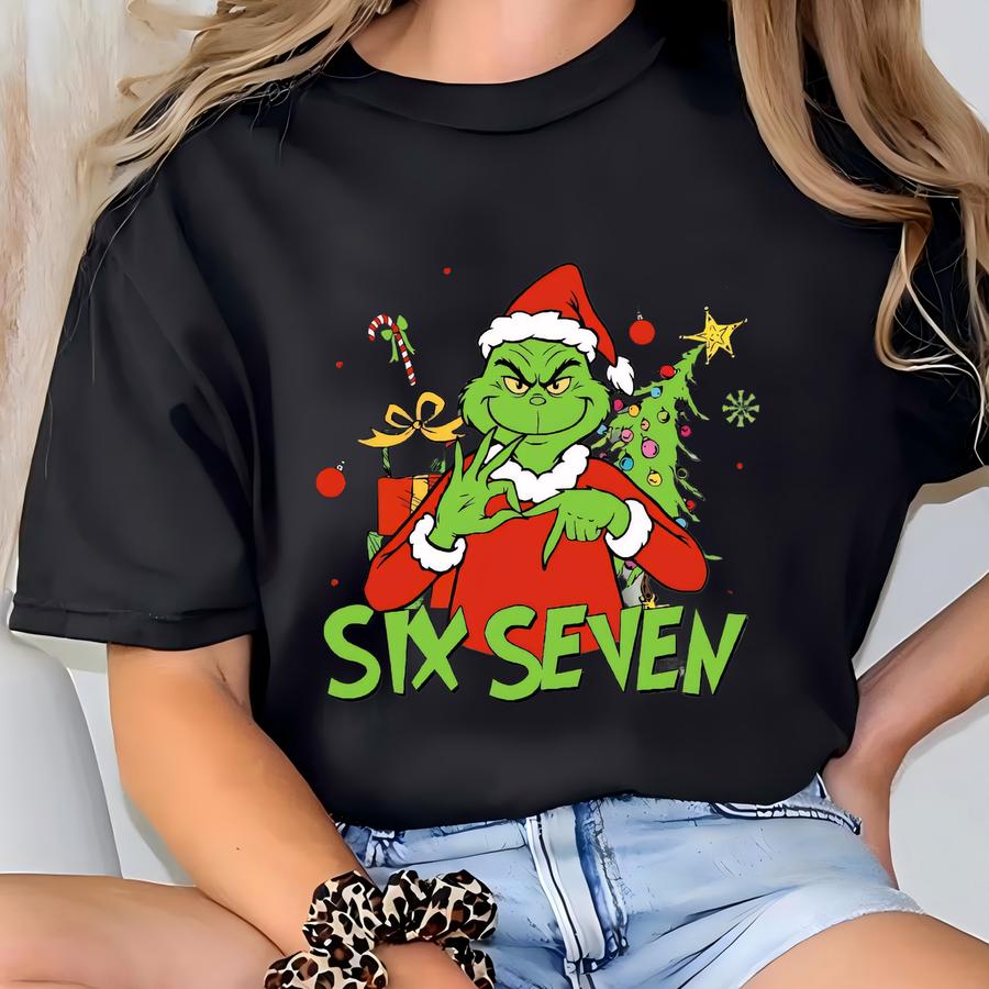 Funny Six Seven Meme Christmas Mean Guy Shirt, Viral Funny 6 7 Christmas Shirt, Internet Joke, Xmas 6 7 Christmas Movie Shirt T-shirt