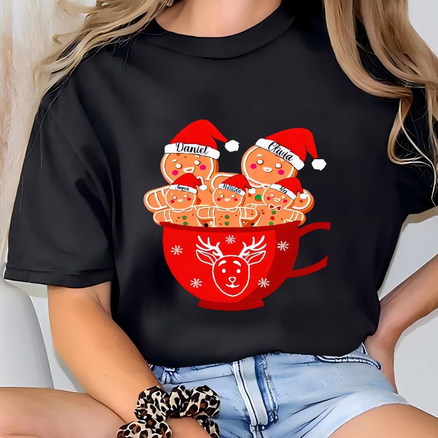 Custom Christmas Family Shirt, Gingerbread Family, Matching Family Xmas Shirt, Personalized Holiday Tshirt, Xmas Party Gift, Kids Christmas T-shirt