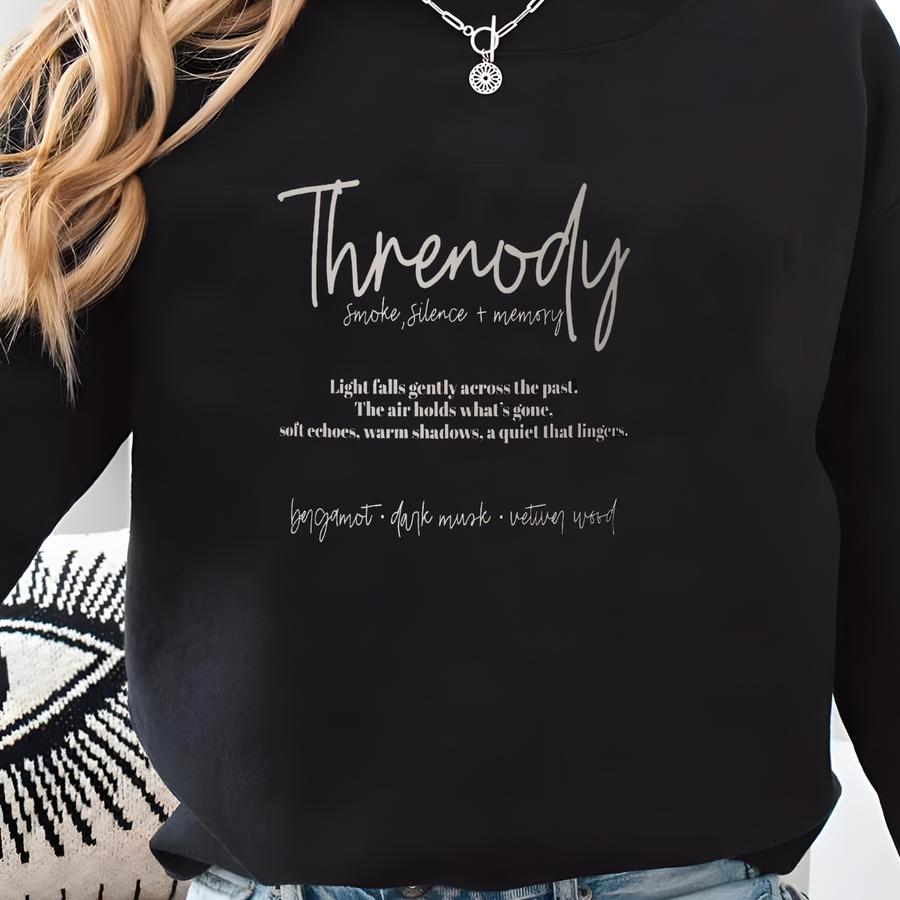 Threnody Candle | Smoke, Silence Memory | Cashmere Musk Candle | Dark Amber Candle Gift | Moody Home Candle For Reflection Sweatshirt