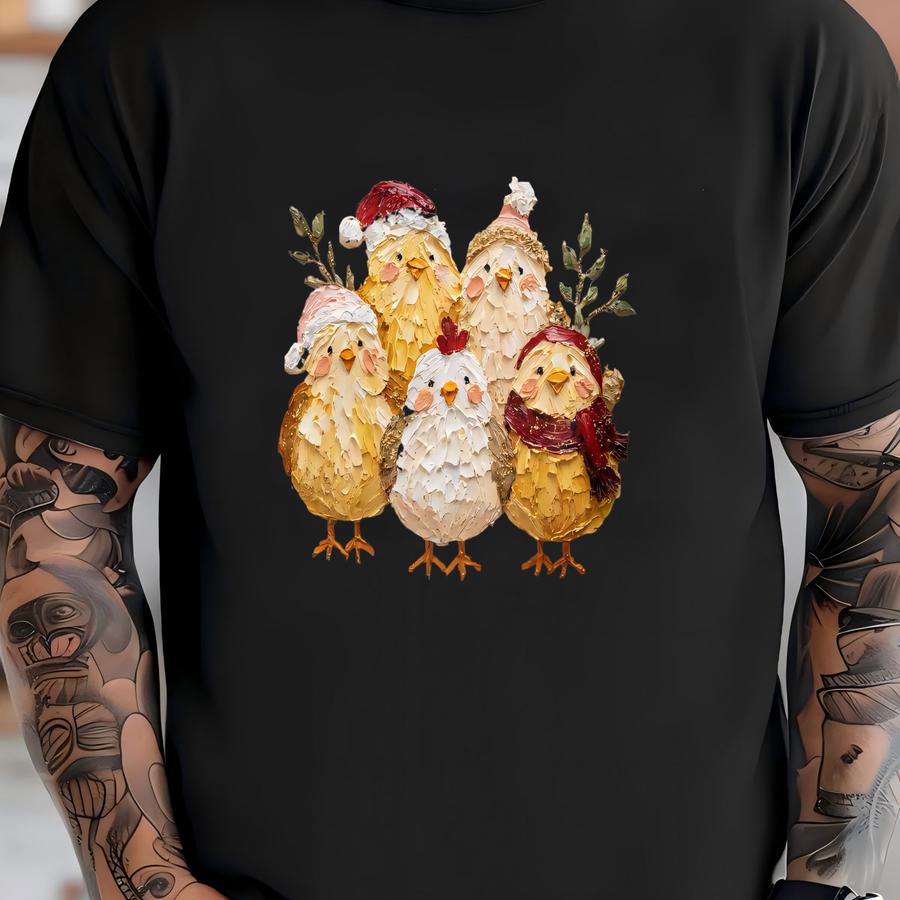 Christmas Chicks Hoodie Or Sweatshirt: Festive Cute Farmhouse Holiday Season T-shirt